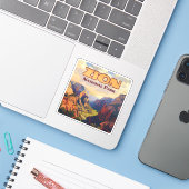 Zion National Park Utah Moab Canyon Retro Sticker (Laptop met iPhone)