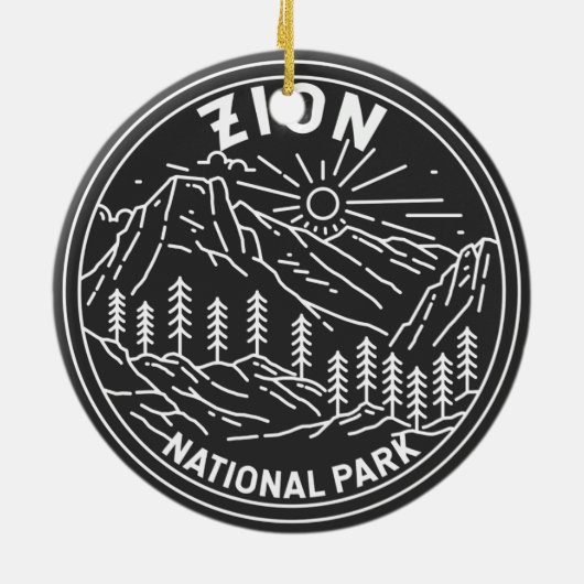 Zion National Park Utah  Monoline Keramisch Ornament (Achterkant)