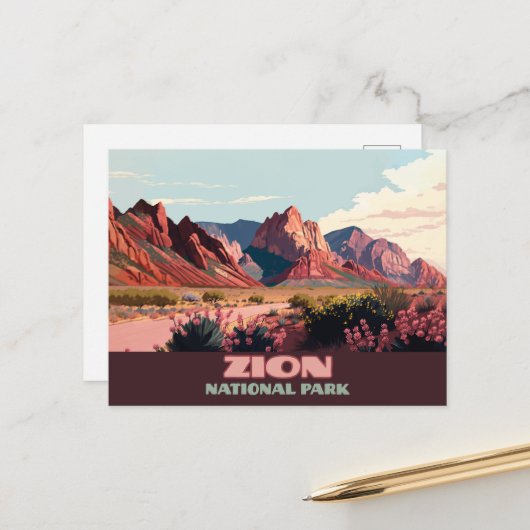 Zion National Park Utah Mountains  Briefkaart (Voorkant / Achterkant in situ)