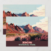 Zion National Park Utah Mountains Kaart (Voorkant / Achterkant)