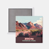 Zion National Park Utah Mountains  Magneet (Voorkant / Achterkant)
