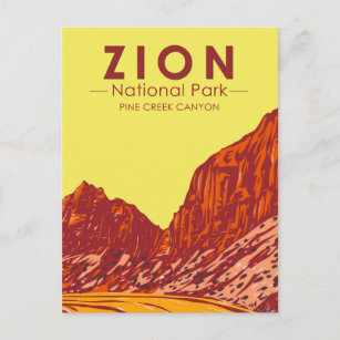 Zion National Park Utah Pine Creek Canyon Vintage Briefkaart