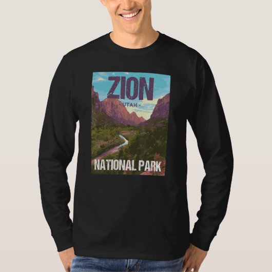 Zion National Park Utah Poster Design T-shirt (Voorkant)