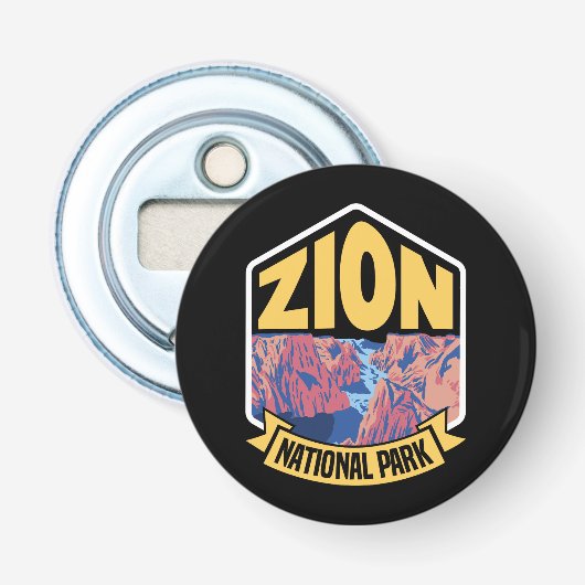 Zion National Park Utah Retro Button Flesopener (Voorkant)