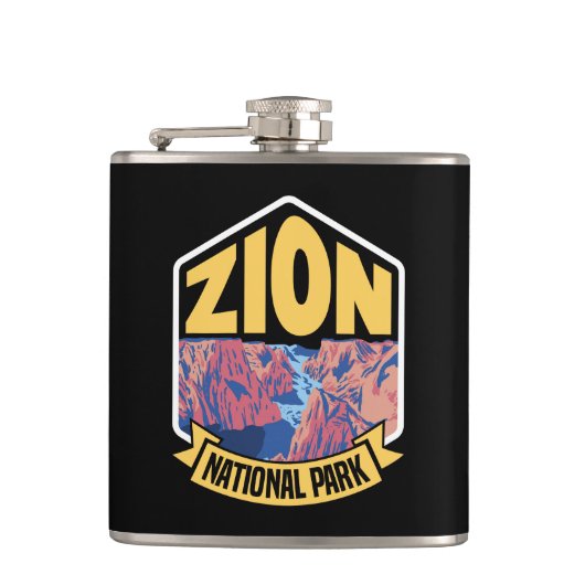Zion National Park Utah Retro Heupfles (Voorkant)
