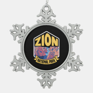 Zion National Park Utah Retro Tin Sneeuwvlok Ornament