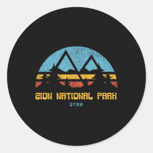 Zion National Park Utah Retro Vintage Wandelgesche Ronde Sticker