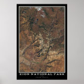 Zion National Park Utah Satellite Poster Map (Voorkant)