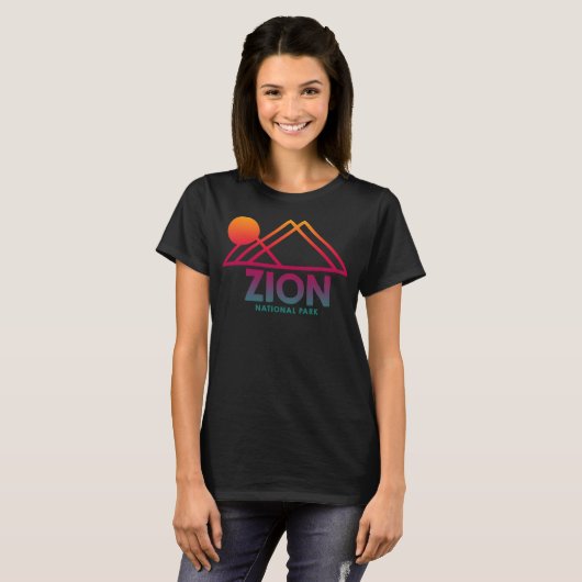 Zion National Park Utah Souvenir UT Outline Gradie T-shirt (Voorkant volledig)