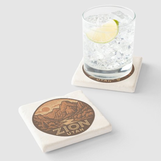 Zion National Park, Utah Stone Onderzetter (Zijkant)