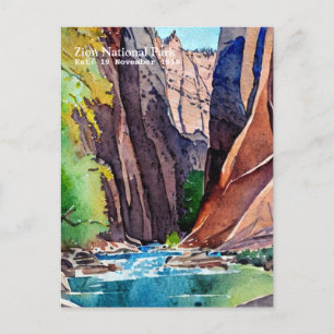 Zion National Park Utah The Narrows met een waterk Briefkaart
