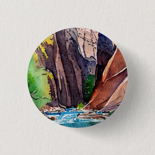 Zion National Park Utah The Narrows met een waterk Ronde Button 3,2 Cm (Voorkant)
