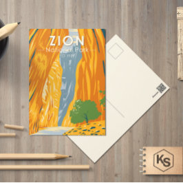 Zion National Park Utah The Narrows Vintage Briefkaart