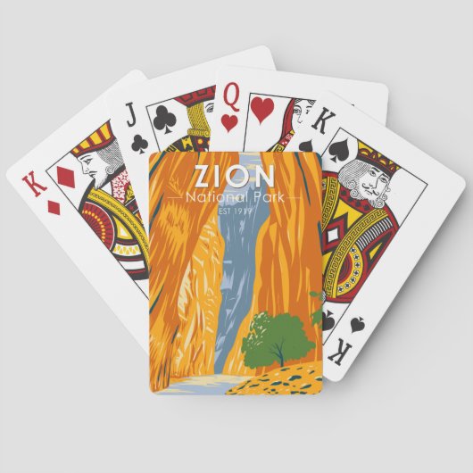 Zion National Park Utah The Narrows Vintage Pokerkaarten (Achterkant)