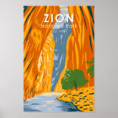 Zion National Park Utah The Narrows Vintage Poster (Voorkant)