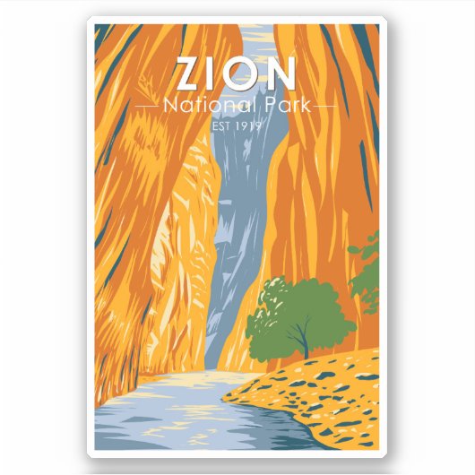 Zion National Park Utah The Narrows Vintage Sticker (Voorkant)