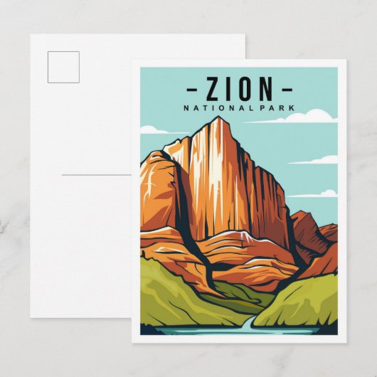 Zion National Park Utah Travel Illustration Briefkaart (Voorkant / Achterkant)