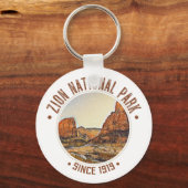 Zion National Park Utah USA Outdoor Distress Sleutelhanger (Voorkant)