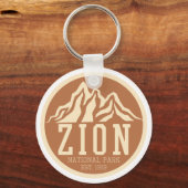 Zion National Park Utah USA Outdoor Retro Sleutelhanger (Voorkant)