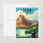 Zion National Park Utah USA Travel Illustration Briefkaart (Voorkant / Achterkant)