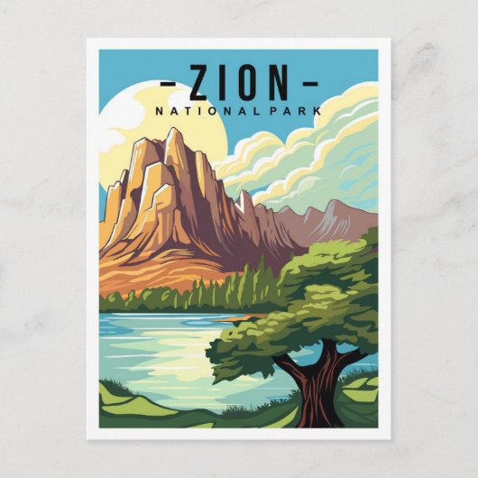 Zion National Park Utah USA Travel Illustration Briefkaart (Voorkant)