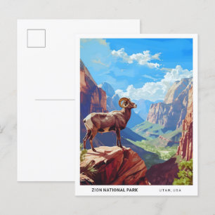 Zion National Park Utah Verenigde Staten Vintage T Briefkaart