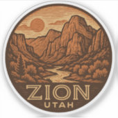 Zion National Park Utah Vinyl Sticker (Voorkant)