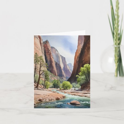 Zion National Park Utah Waterverf Kaart (Voorkant)