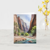 Zion National Park Utah Waterverf Kaart (Gele Bloem)