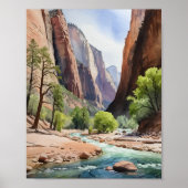 Zion National Park Utah Waterverf Poster (Voorkant)