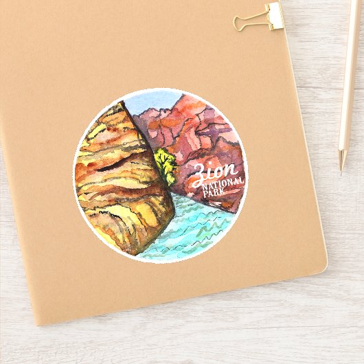 Zion National Park Utah Waterverf Sticker (Notitieboek)
