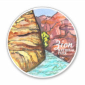 Zion National Park Utah Waterverf Sticker (Voorkant)