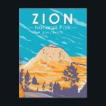 Zion National Park Utah Zion Canyon Road Vintage Briefkaart<br><div class="desc">Zion vectorkunstwerk ontwerp. Het park is een zuidwest Utah-natuur die zich onderscheidt door de steile rode kliffen van Zion Canyon.</div>