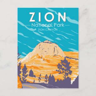 Zion National Park Utah Zion Canyon Road Vintage Briefkaart