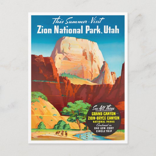 Zion National Park vintage-briefkaart Briefkaart (Voorkant)