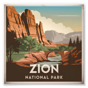 Zion National Park vintage Foto Afdruk