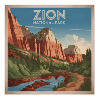 Zion National Park vintage Perfect Poster