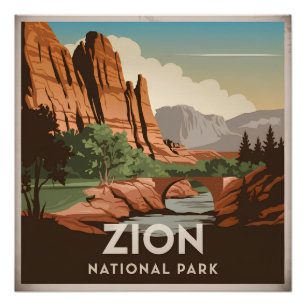 Zion National Park vintage Perfect Poster