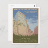 Zion National Park Vintage Poster Briefkaart (Voorkant / Achterkant)