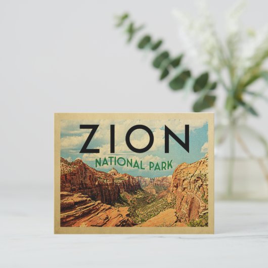 Zion National Park Vintage Travel Briefkaart (Staand voorkant)