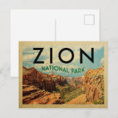 Zion National Park Vintage Travel Briefkaart (Voorkant / Achterkant)