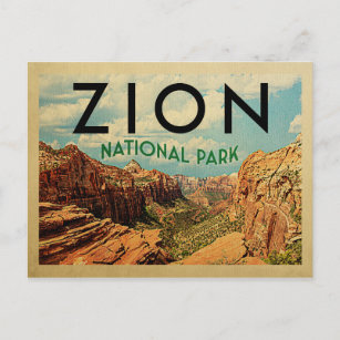 Zion National Park Vintage Travel Briefkaart