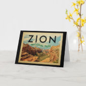 Zion National Park Vintage Travel Kaart (Gele Bloem)
