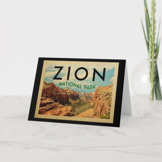 Zion National Park Vintage Travel Kaart (Voorkant)