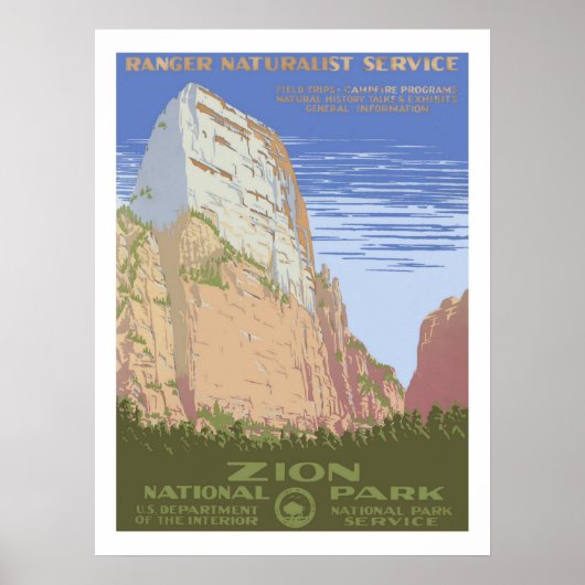Zion National Park Vintage Travel Poster (Voorkant)