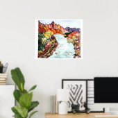 Zion National Park Virgin River Waterverf Art Poster (Thuiskantoor)