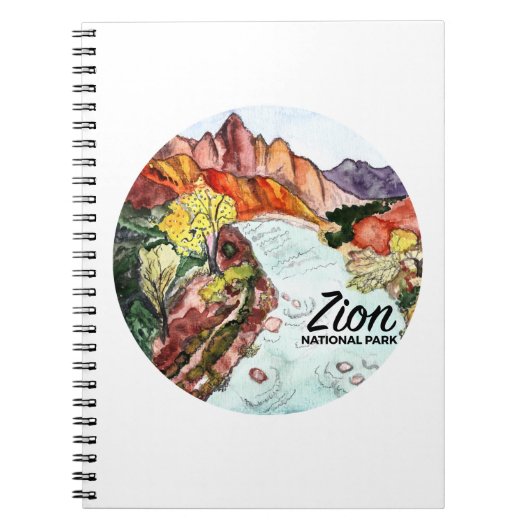 Zion National Park Virgin River Waterverf Notitieboek (Voorkant)