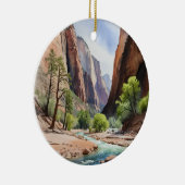 Zion National Park Waterverf Keramisch Ornament (Rechts)