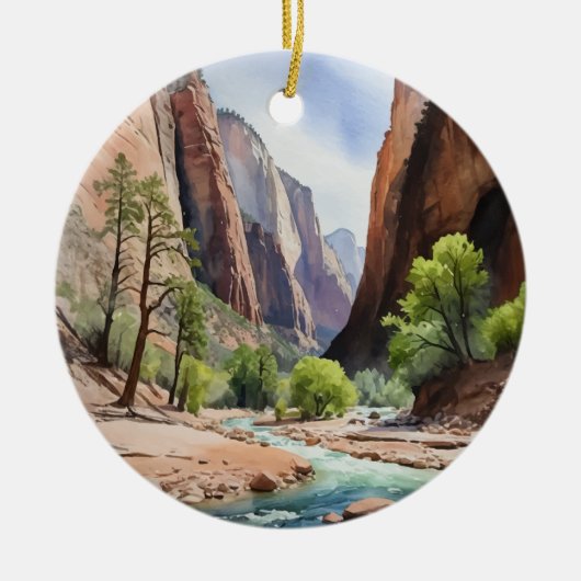 Zion National Park Waterverf Keramisch Ornament (Voorkant)