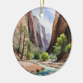 Zion National Park Waterverf Keramisch Ornament (Links)